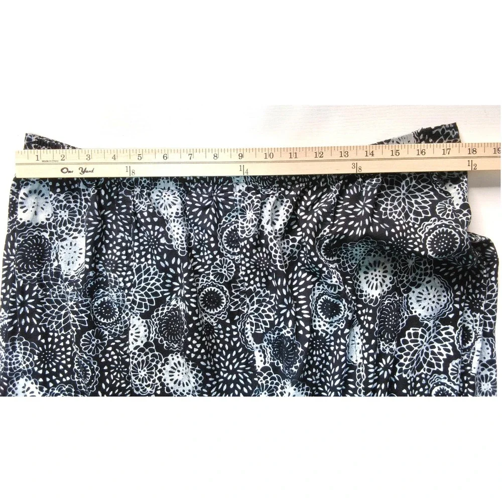 Nomadic Traders Skirt Women XL Black White‎ Floral Mandala Rayon Midi Flared